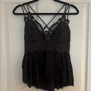 Chic Black Lace Camisole Top